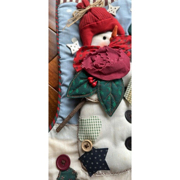 Christmas Stocking Snowman Farmhouse Country Large Quilted Vintage Stockings - Picture 6 of 10